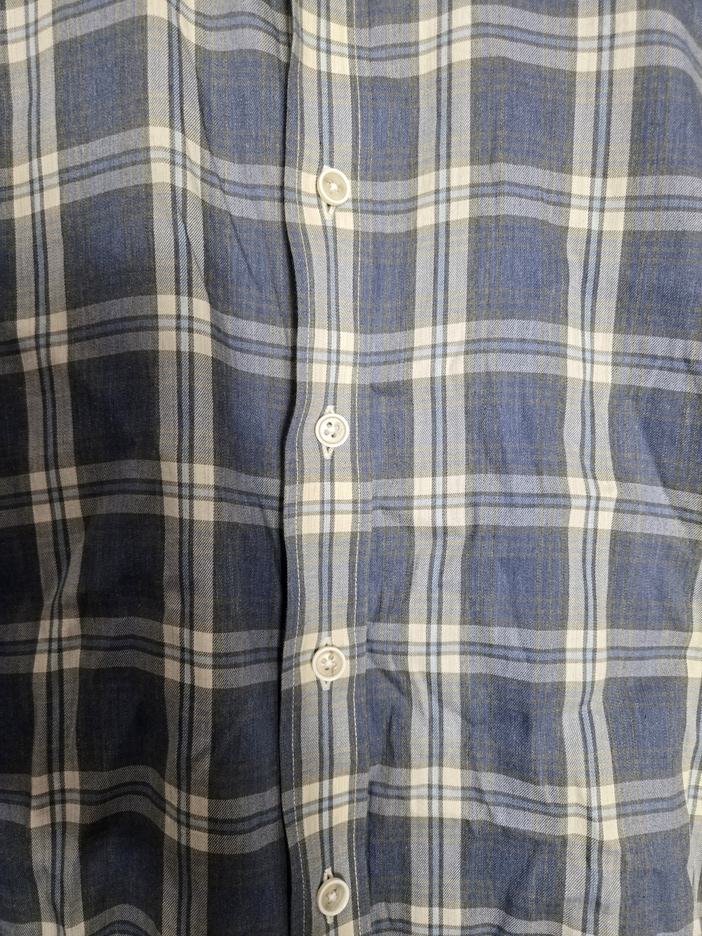 Ledbury Osmond Blue Plaid Button Down Shirt Spread Collar Cotton 15.5 Medium - Picture 9 of 10